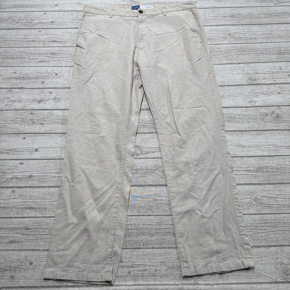 Old Navy Pants Men's 38x32 Beige Linen Blend 90s Straight Leg Mid Rise Trousers